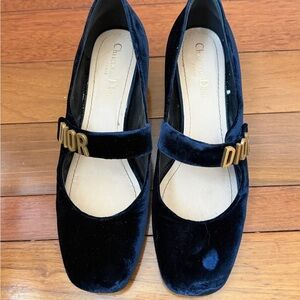 Dior Baby-D Women's Navy Velvet Shoes
